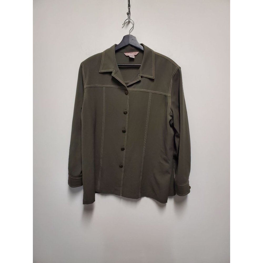 Women's Tanjay Blazer Jacket Olive Green Full Button 18
